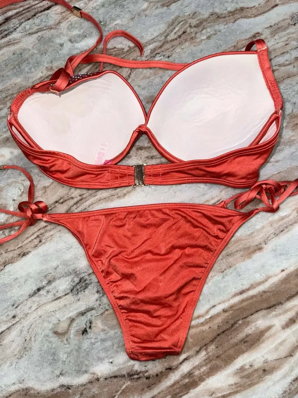 Victoria's Secret The Tease Halter Bikini Set with Skimpy String Bottoms